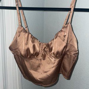 SHEIN bronze satin crop top